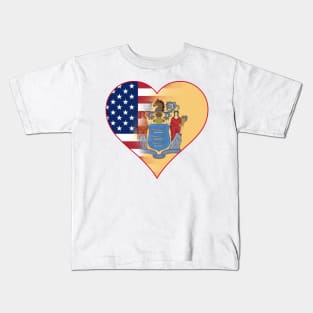 New Jersey and American Flag Fusion Design Kids T-Shirt